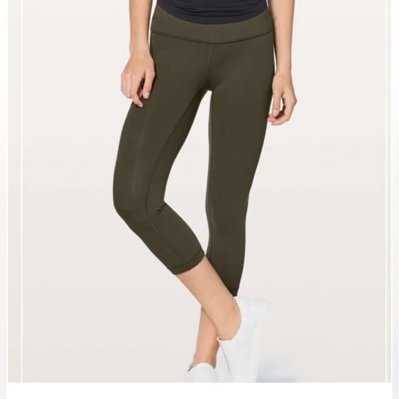 lululemon athletica Pants - Lululemon Wunder Under Crop Hi-Rise Full-On Luxtreme 21" Olive Green Size 8